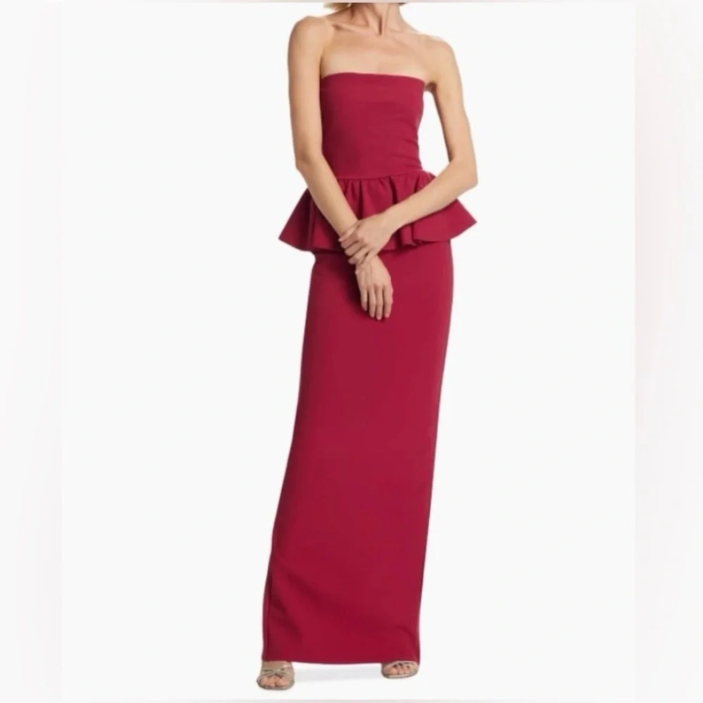 Chiara Boni La Petite Robe Panthea Strapless Peplum Gown 14